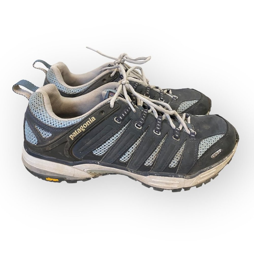 Patagonia Outdoor Water Resistant Hiking Shoes Blue/Gray Womens 10